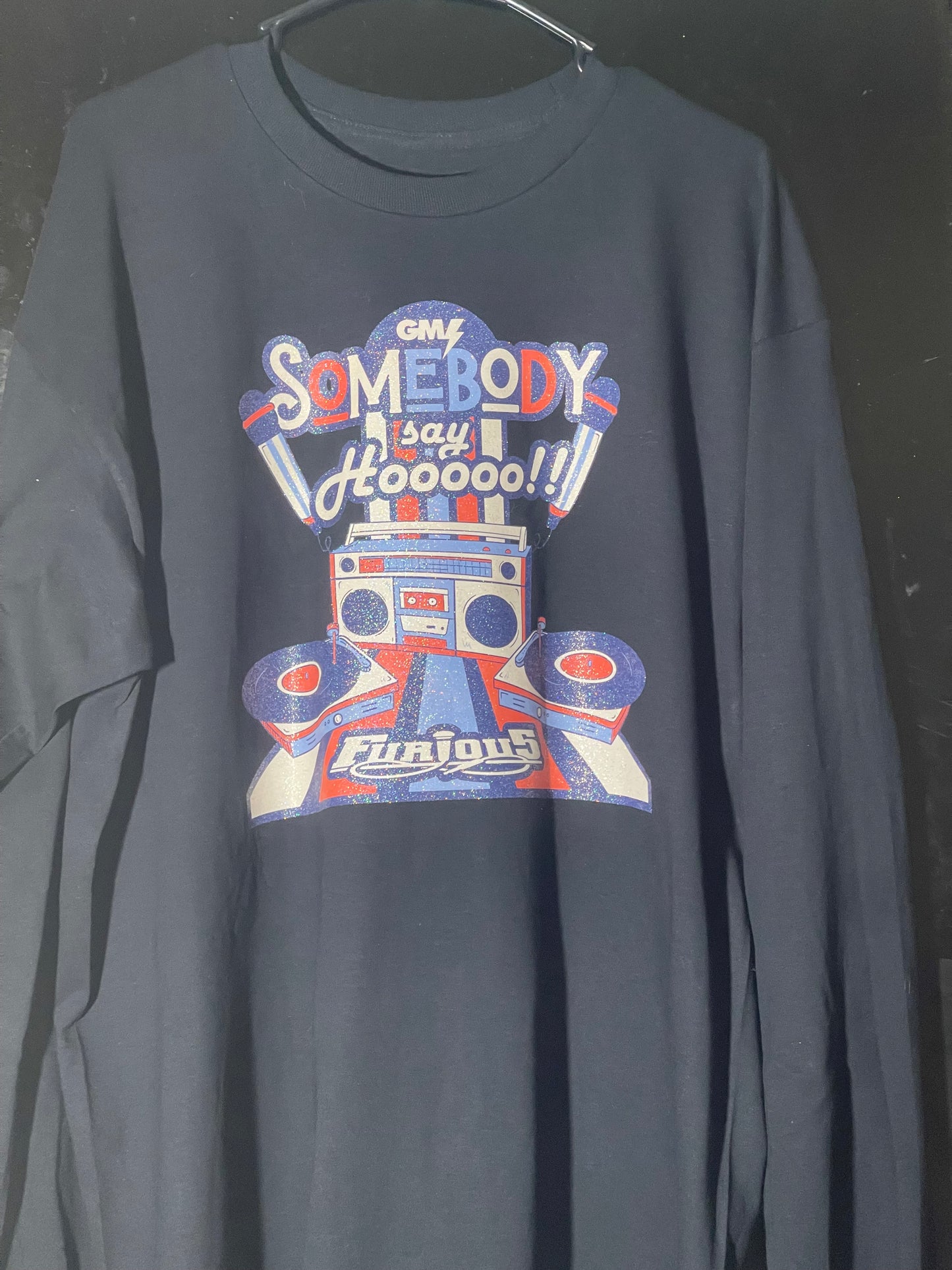 Somebody Say HOOO!™ – From the South Bronx to Worldwide Long-Sleeve Black on Black Glitter