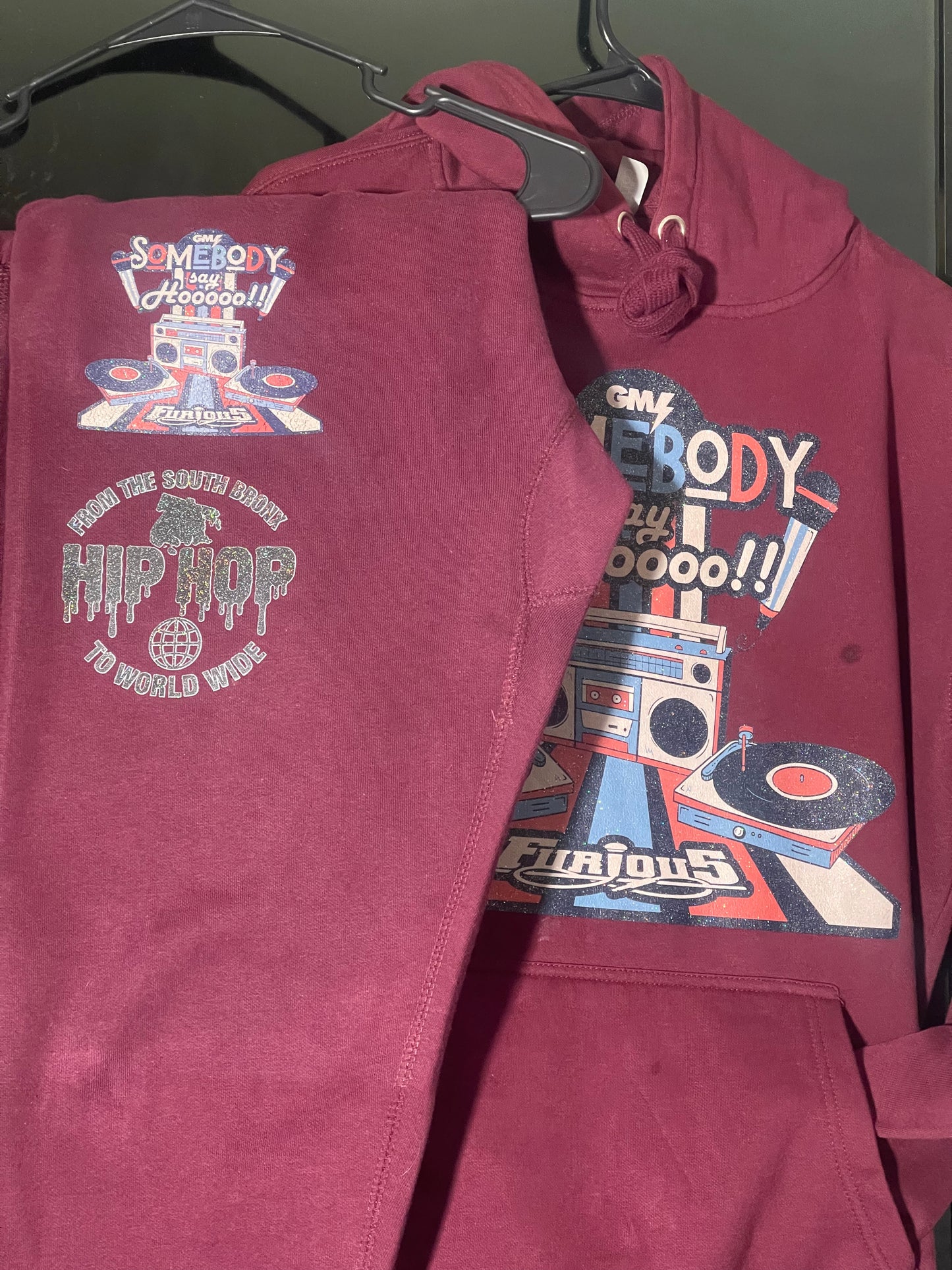 Somebody Say Hoo – Boogie Down Bronx Hip-Hop Burgendy Sweatsuit