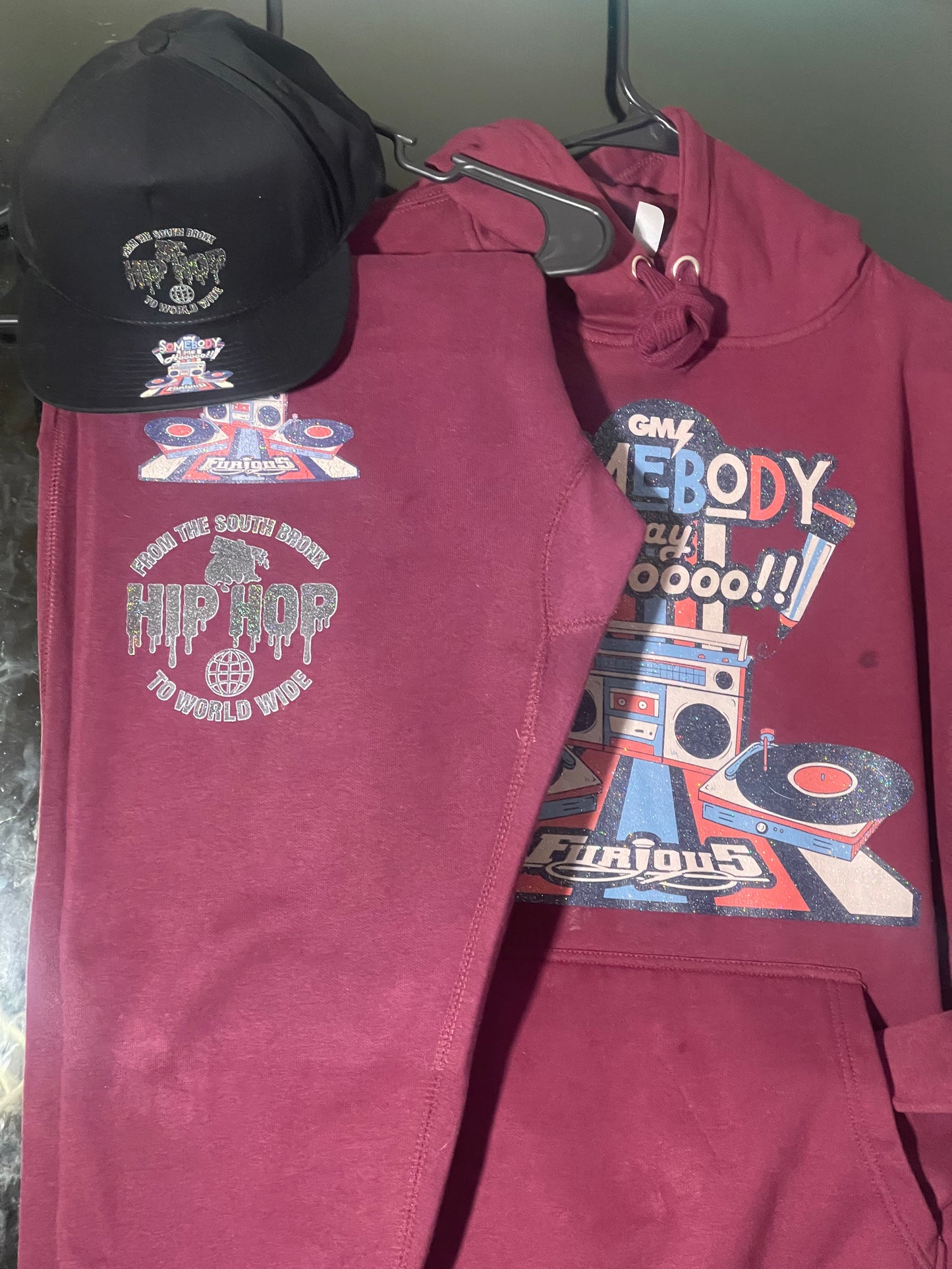 Somebody Say Hoo – Boogie Down Bronx Hip-Hop Burgendy Sweatsuit