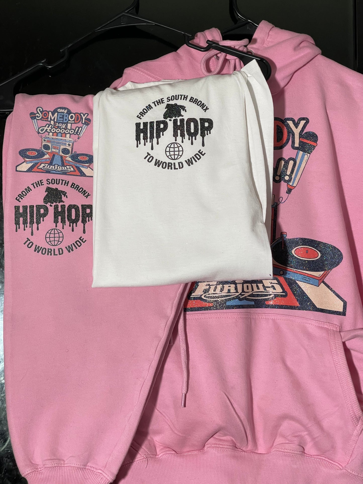 From the South Bronx to World Wide Pink Hoodie Set (Free T-Shirt Included)