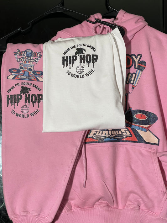 From the South Bronx to World Wide Pink Hoodie Set (Free T-Shirt Included)